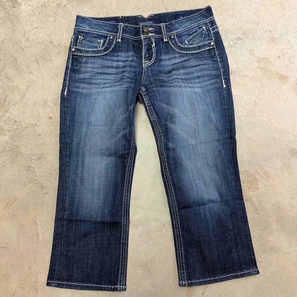 Vigoss The Dublin Capri Jeans Women Size 9 Blue Stretch‎ Embellished Pockets